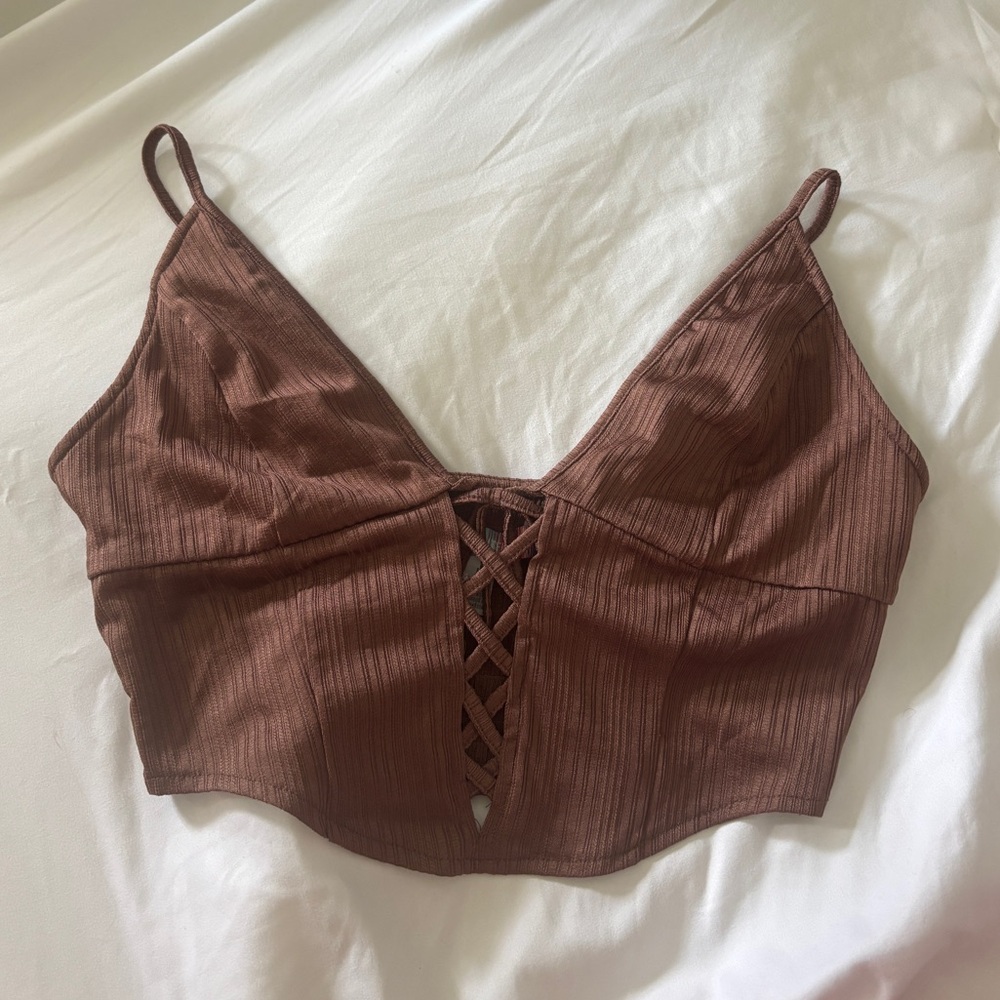 Urban Outfitters Brown Ribbed Knit Top